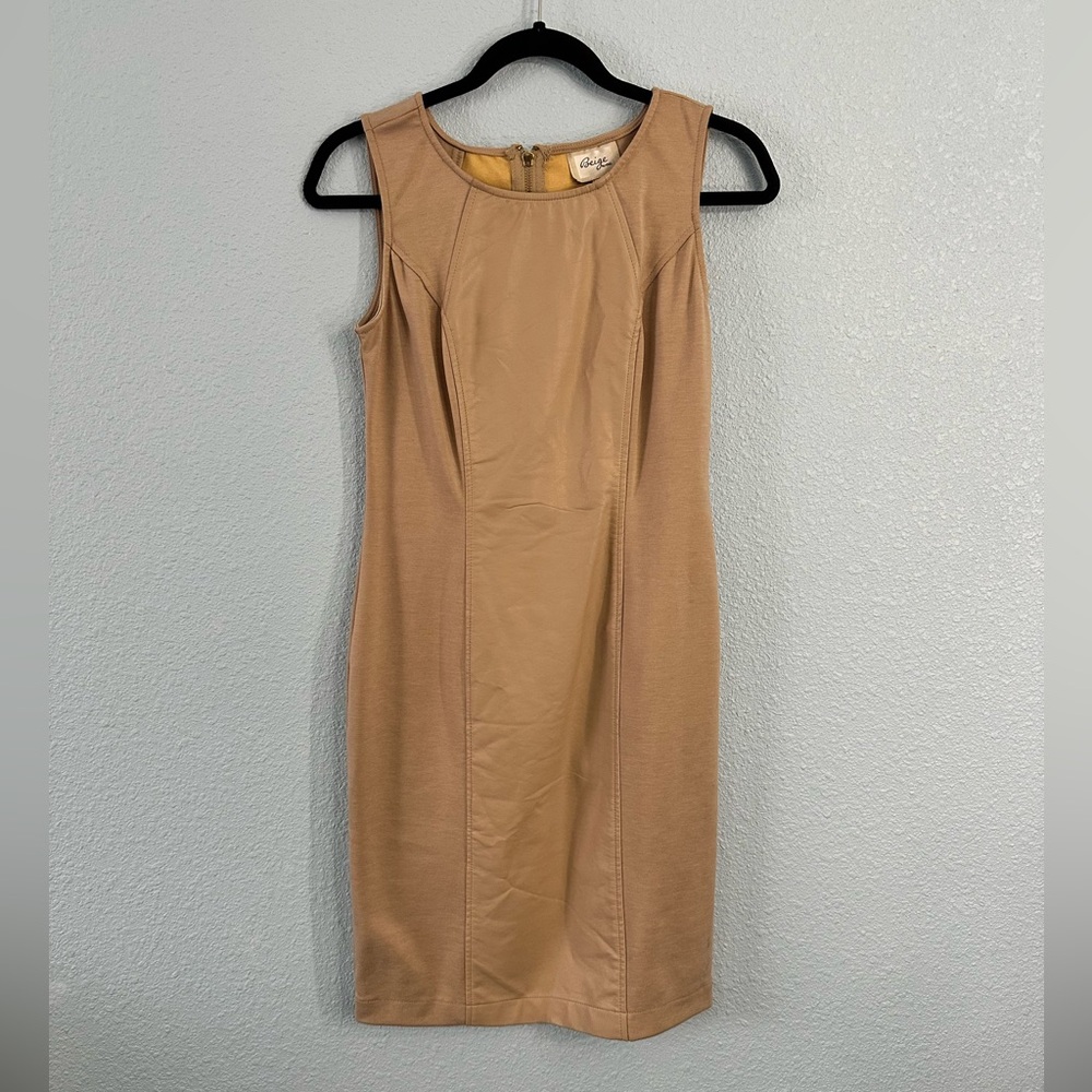 Beige Leather Suede Dress